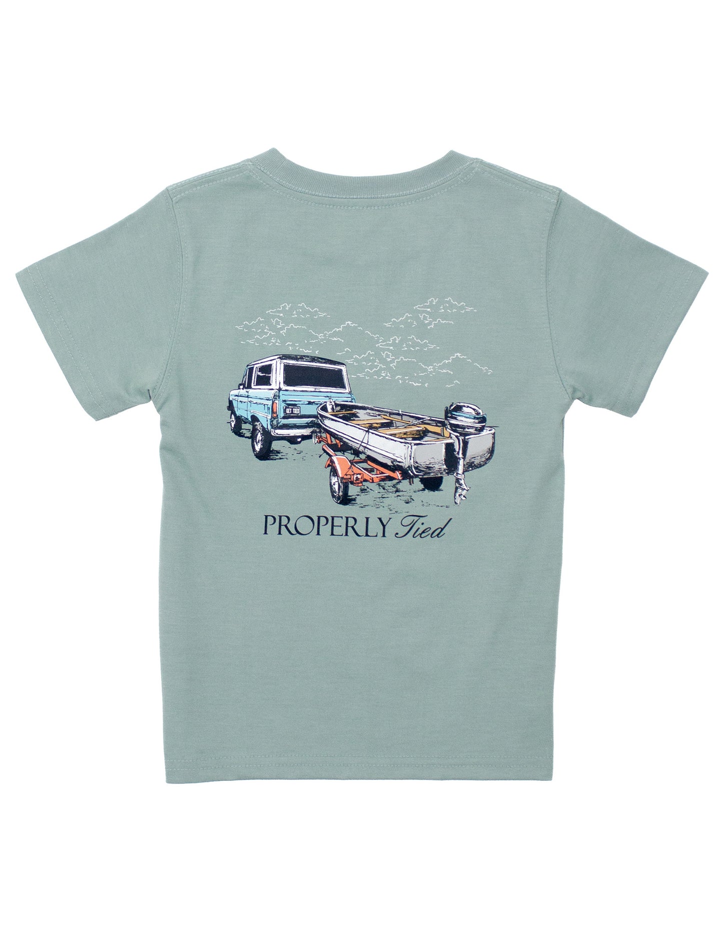 Properly Tied Boys Towing The Line Short Sleeve T-Shirt-- Fog