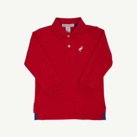 Beaufort Bonnet Long Sleeve Prim and Proper Polo Richmond Red with Worth Avenue White Stork