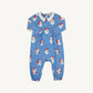 Beaufort Bonnet Long Sleeve Bradford Romper Dear Santa (Barbados Blue) with Worth Avenue White