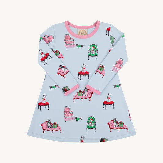 Beaufort Bonnet Long Sleeve Polly Play Dress Paw-recious with Hamptons Hot Pink