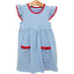 Trotter Street  Lucy Dress- Cornflower Stripe/Red