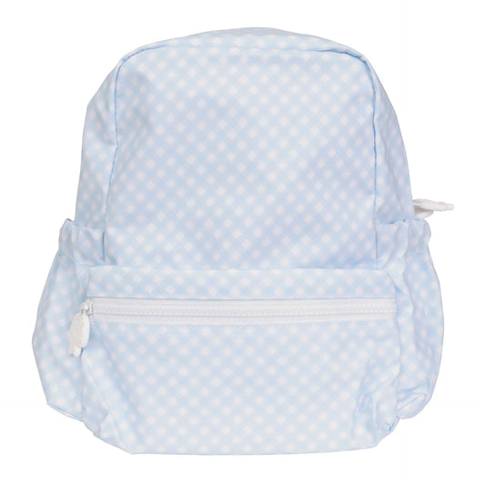 Apple of My Isla Blue Gingham Large Backpack