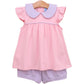 Trotter Street Genevieve Banded Short Set- Lavender Stripe/Light Pink
