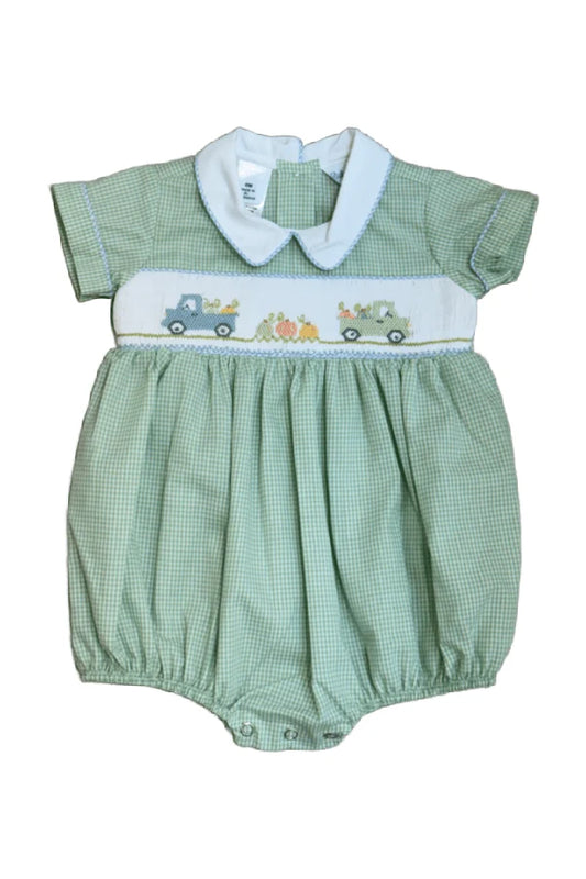 Lulu Bebe Noah Pumpkin Smocked Boy Bubble