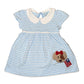 The Smiley Crab Light Blue Striped Patriotic Girl Puppy Dress