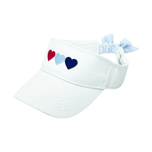 Bits and Bows Patriotic Hearts Bow Visor