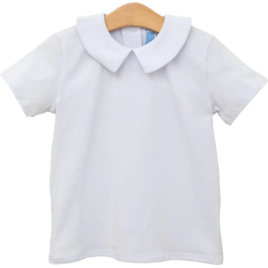 Trotter Street Peter Pan Collar Shirt--White