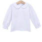 Trotter Street Girls Peter Pan Collar Long Sleeve Top--White