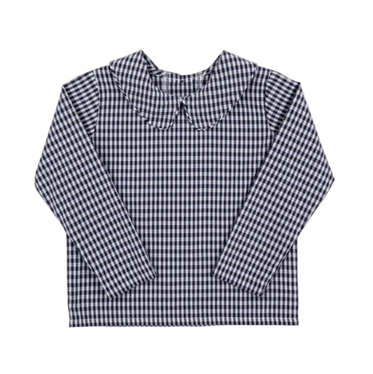 Beaufort Bonnet Peter Pan Collar Shirt Navy Grove Gingham