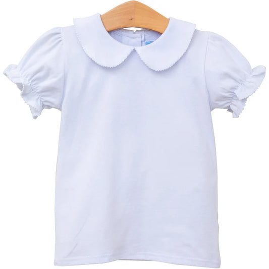 Trotter Street Peter Pan Collar Top--White