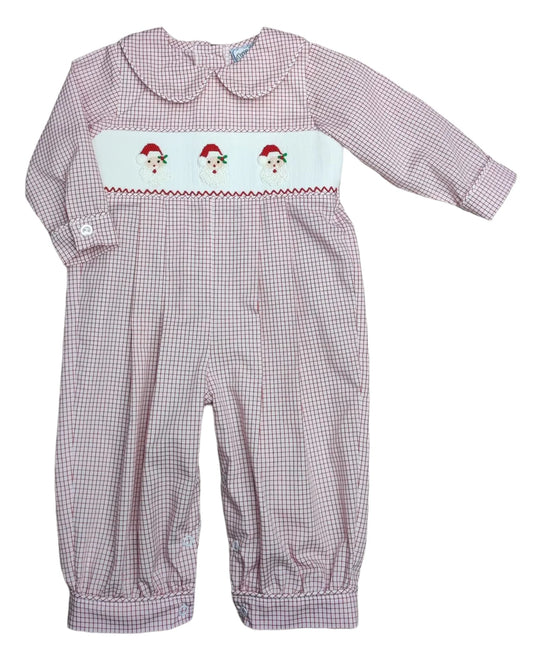 Three Sisters Santa Smocked Boy Bubble Longall
