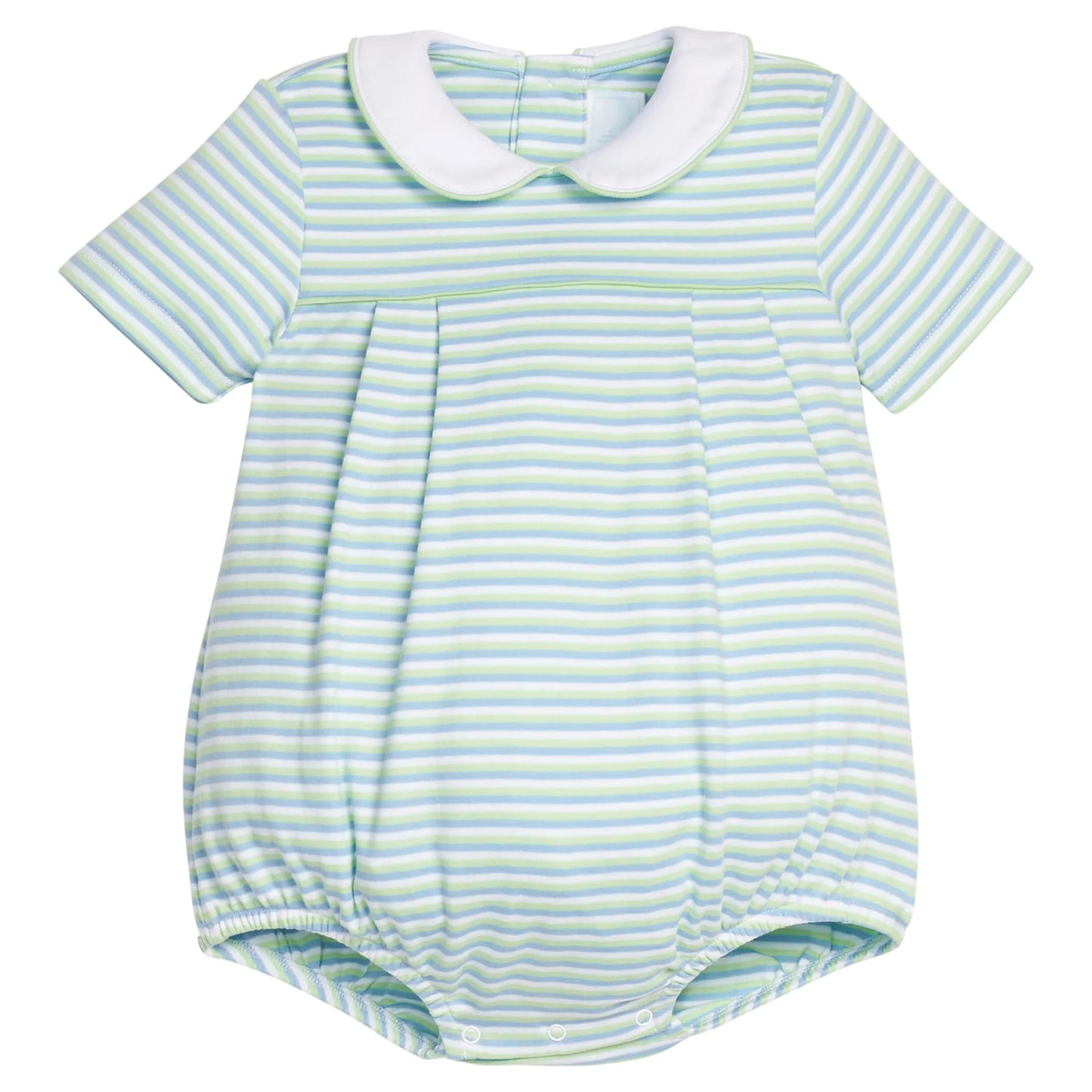 Little English Pleated Peter Pan Bubble--Greenview Stripe