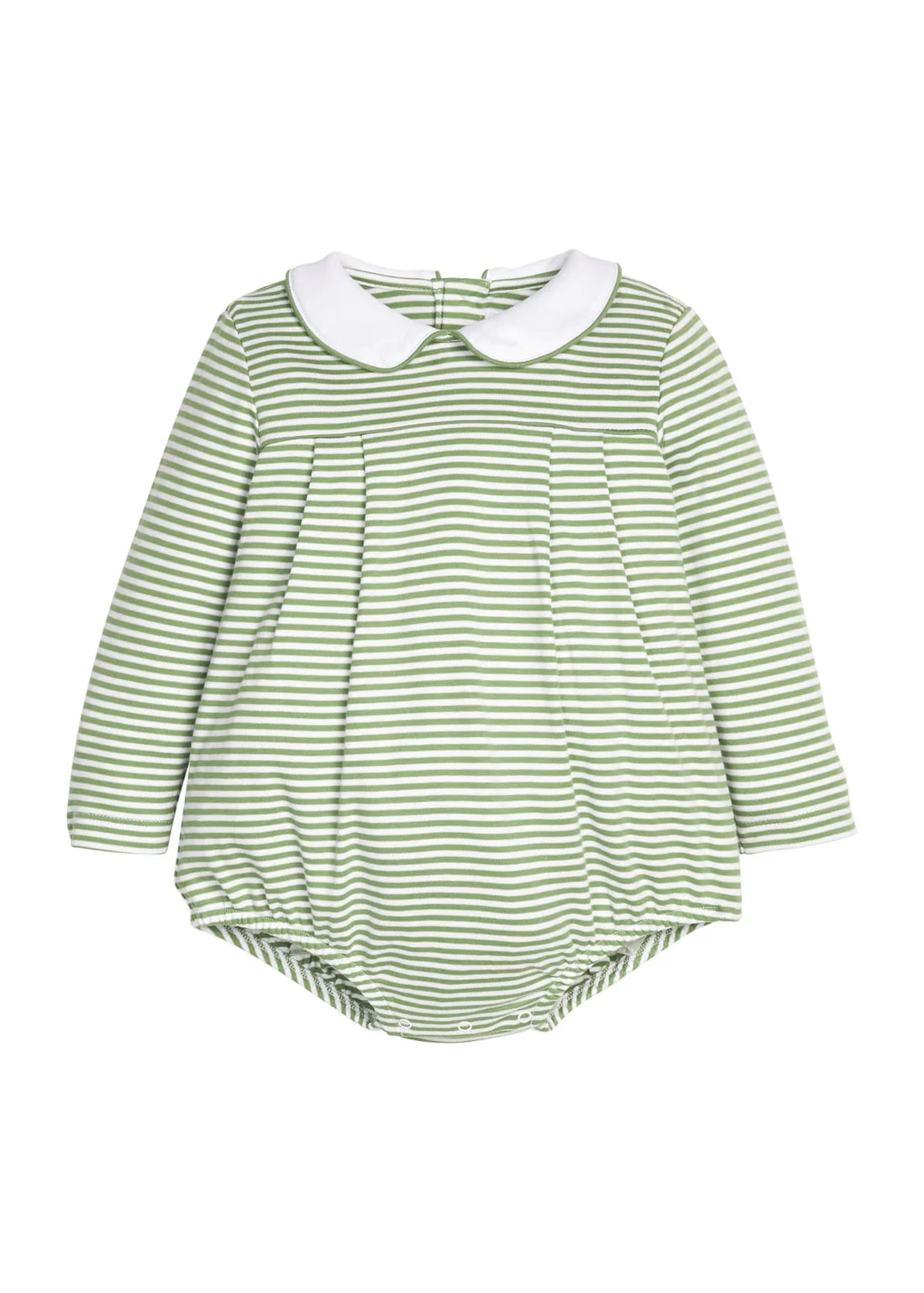 Little English Pleated Peter Pan Bubble--Watercress Stripe