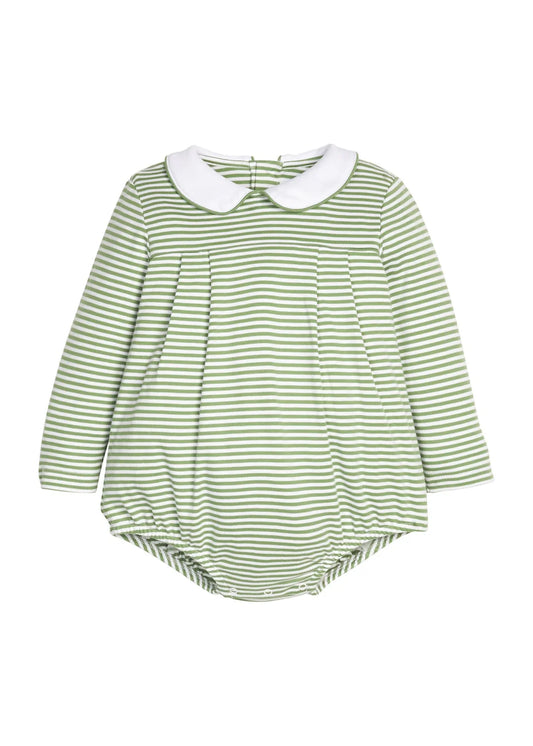 Little English Pleated Peter Pan Bubble--Watercress Stripe