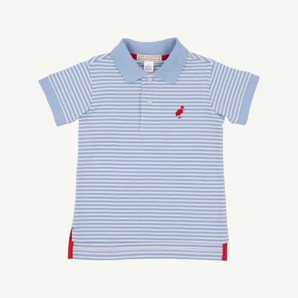 Beaufort Bonnet Prim and Proper Polo--Beale Street Blue Stripe/Blue/Red