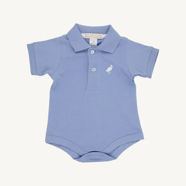 Beaufort Bonnet Prim and Proper Polo Onesie--Park City Periwinkle