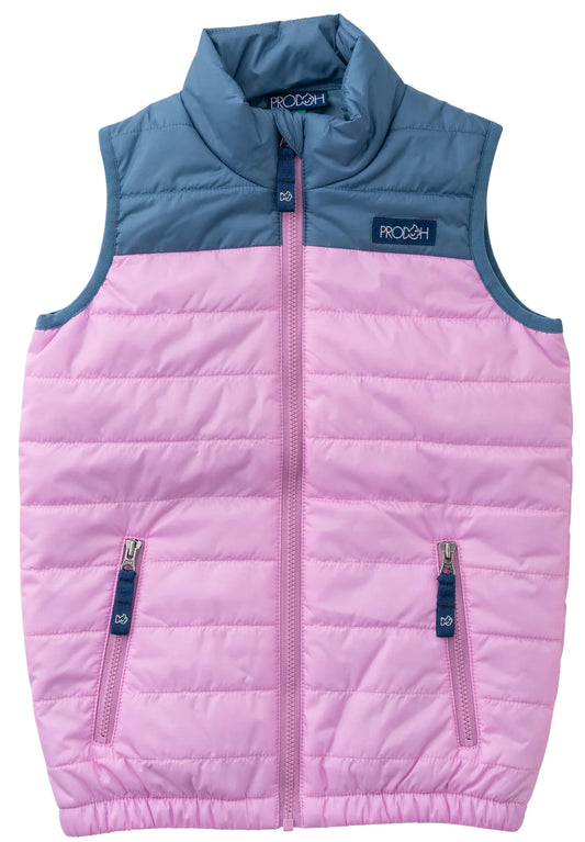 Prodoh Girls Puffer Vest Orchid Copen Blue Colorblock