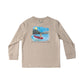 Prodoh Kid's Long Sleeve Cotton T-Shirt Trench Coat Heather with Golden Retriever in Canoe