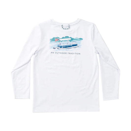 Prodoh Kids Pro Performance Long  Sleeve T-Shirt--Bright White--Pontoon Boat