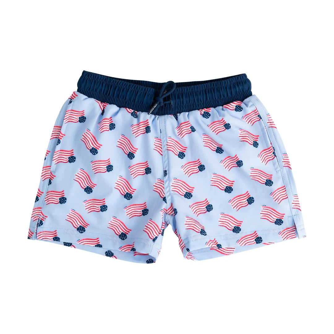 Prodoh Boys' Boogie Board Swim Trunk--American Flag Print