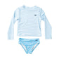 Prodoh Girls Reef  Rashguard Swim Set-The Coast Thin Stripe / Boats in the Bay Print