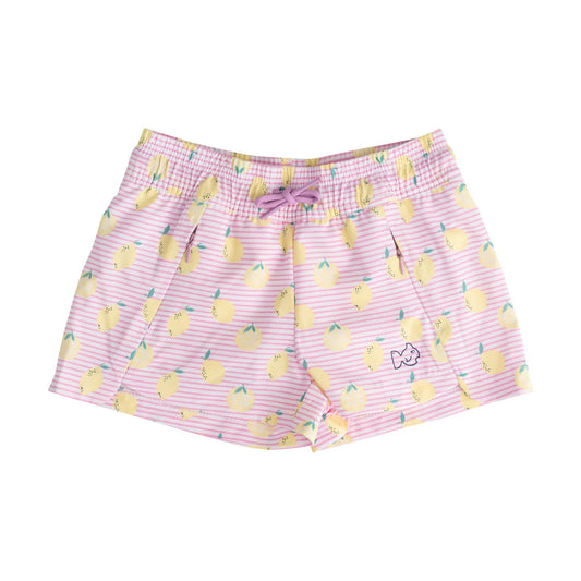 Prodoh Girls Beach Cruiser Shorts--Pink Frosting Lemon Stripe