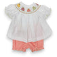 Lulu Bebe Emma Pumpkin Smocked White Top (Bishop Style) Bloomer Set