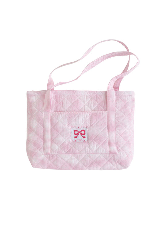 Little English Quilted Tote--Pink Bow