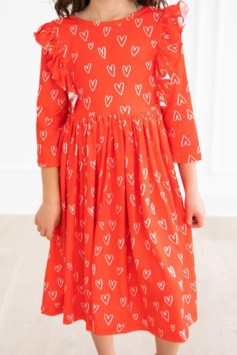 Mila and Rose Roses Are Red Ruffle Twirl Dress