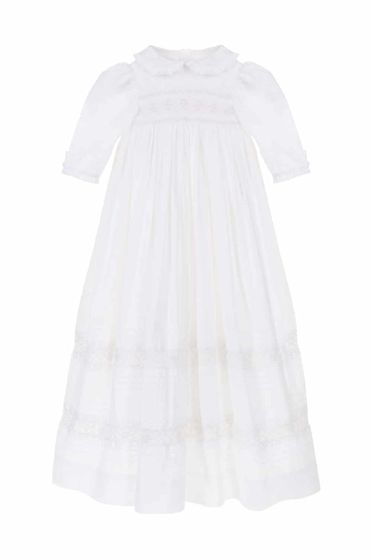 Annafie London ROYAL CHRISTENING GOWN ceremony or baptism gown smocked