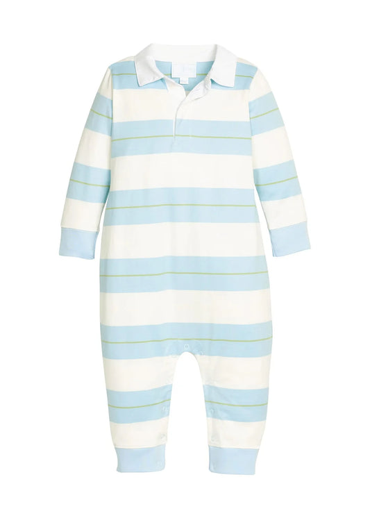 Little English Rugby Polo Romper--Fondren Stripe