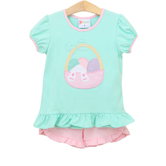 Smock Candy Jellybean Easter Basket Ruffle Short Set