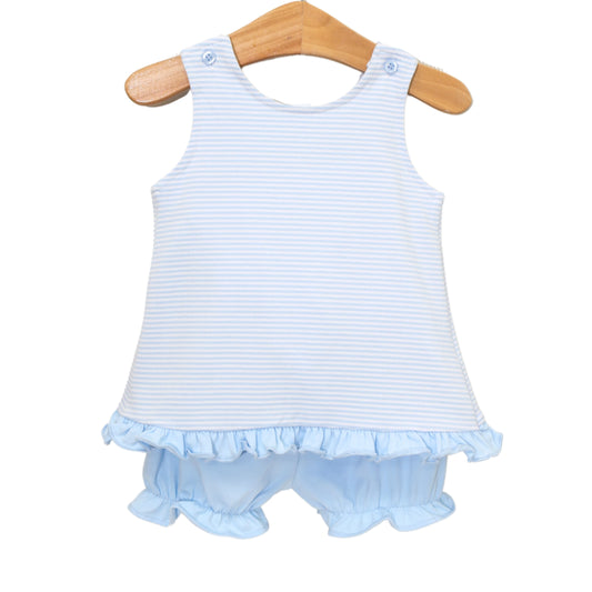 Jellybean by Smock Candy Swing Back Bloomer Set- Light Blue Stripe