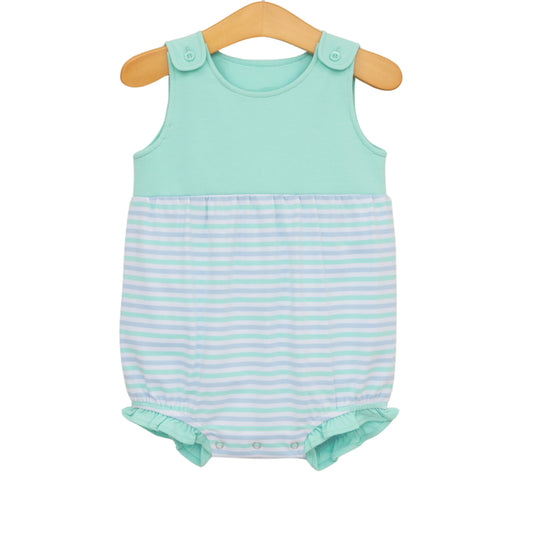Jellybean by Smocked Candy Lily Ruffle Bubble- Seaside Stripe