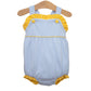 Jellybean by Smocked Candy Lucy Sunsuit- Light Blue Stripe and Yellow