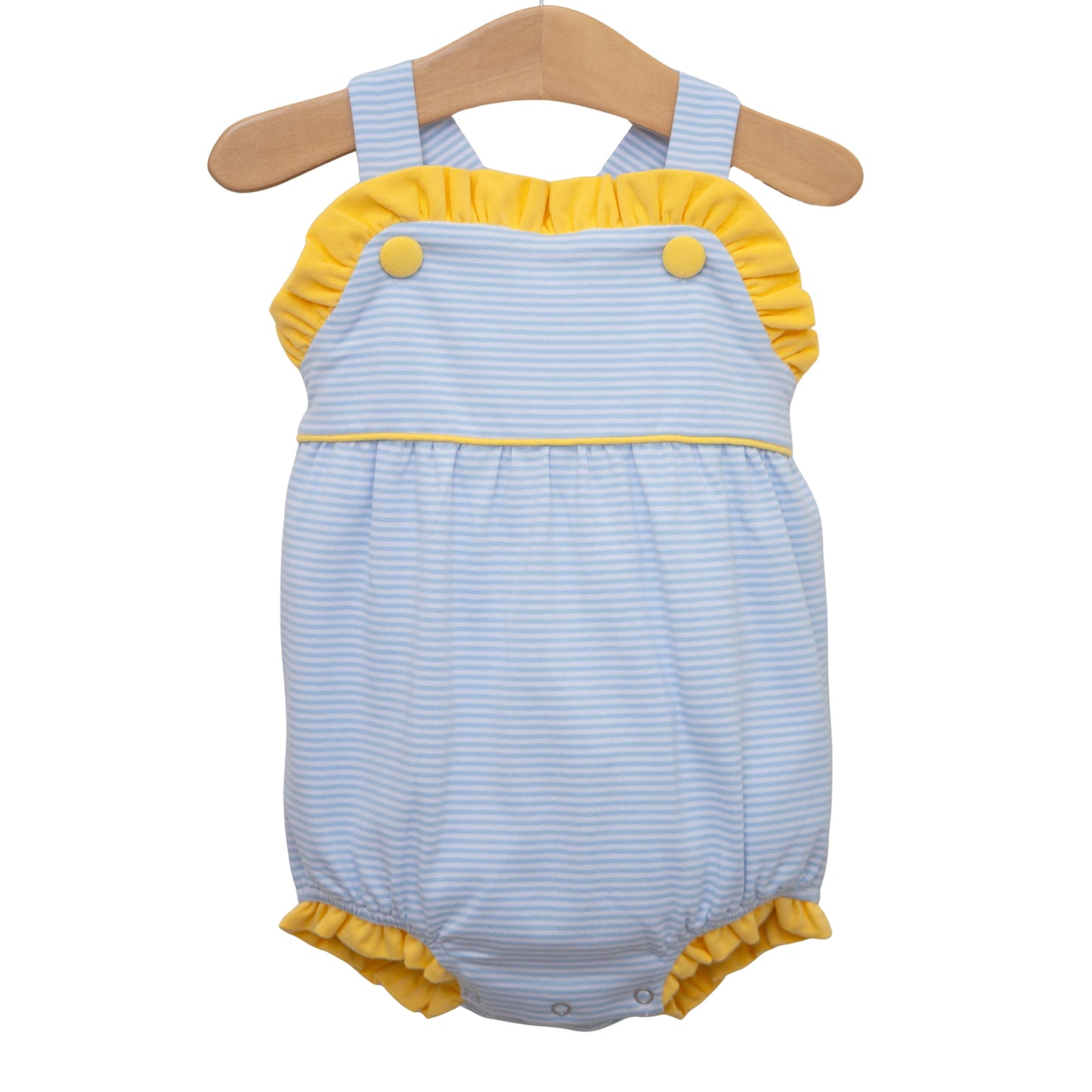Jellybean by Smocked Candy Lucy Sunsuit- Light Blue Stripe and Yellow
