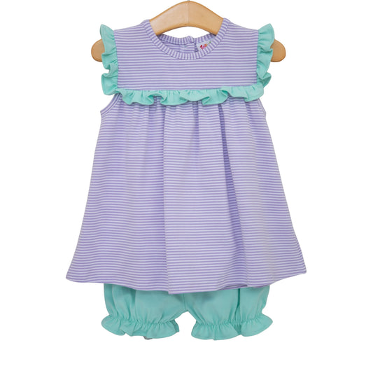 Jellybean by Smocked Candy Bella Bloomer Set- Lavender Stripe and Mint