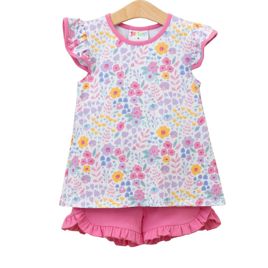 Jellybean by Smock Candy Poppies and Petals Ruffle Short Set