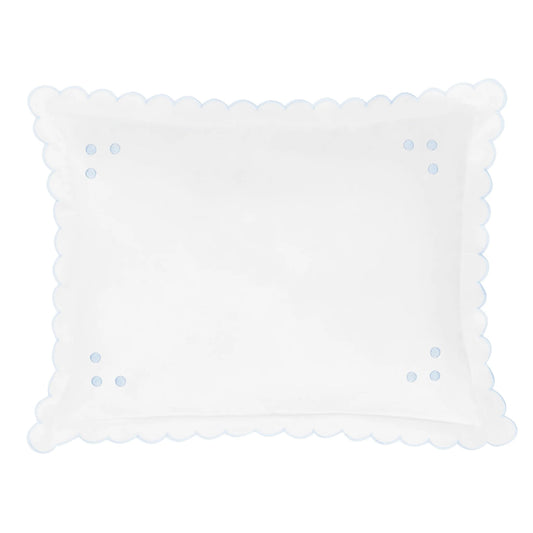 Little English Scallop Baby Pillowcase--Blue Dot