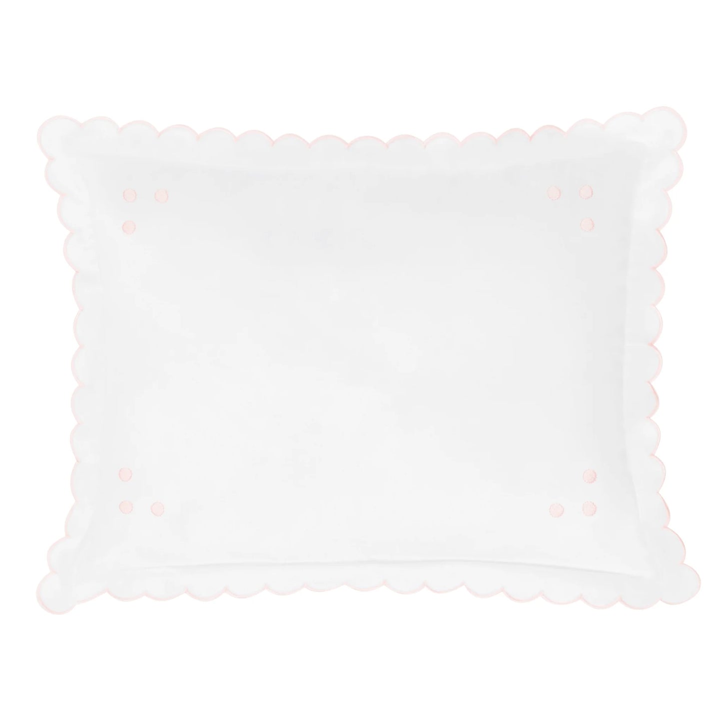 Little English Scallop Baby Pillowcase--Pink Dot