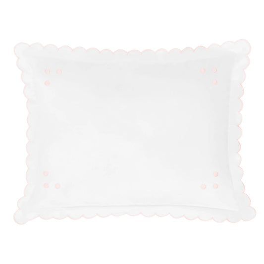 Little English Scallop Baby Pillowcase--Pink Dot