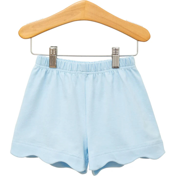 Trotter Street Scalloped Shorts--Light Blue