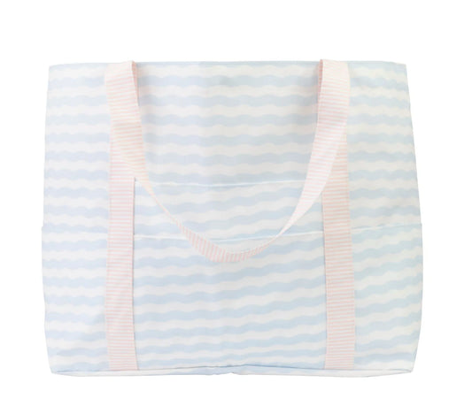 Apple of My Isla The Summer Bag Beach Tote Blue Pink
