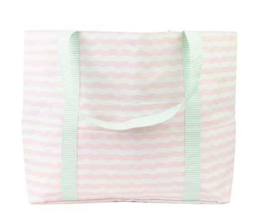 Apple of My Isla The Summer Bag Beach Tote Pink Green