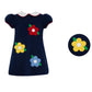 Claire and Charlie Navy Blue Knit Flowers A-Line Dress