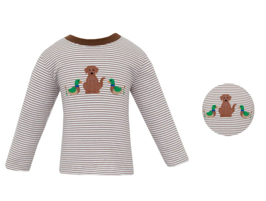 Claire and Charlie Brown Knit Hunting Lab Striped Boy's T-Shirt