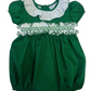 LuLu BeBe Kyra Classic Green Smock Ruffle Sash Collar Bubble