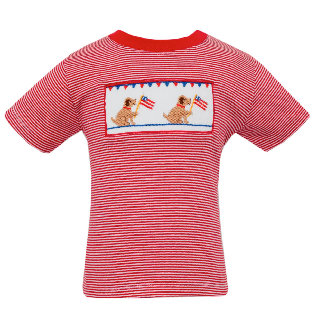 Anavini Americana Puppy Red Knit Stripe Short Set