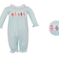 Petit Bebe Smocked Nutcracker Aqua Knit Striped Long Footie