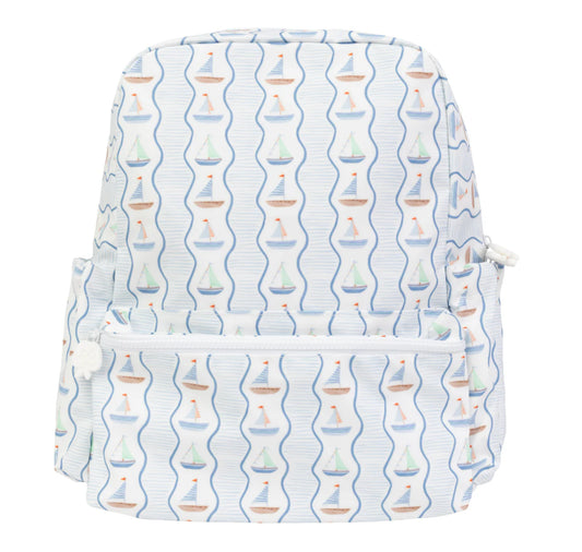 Apple of My Isla Small Backpack--Sailboats